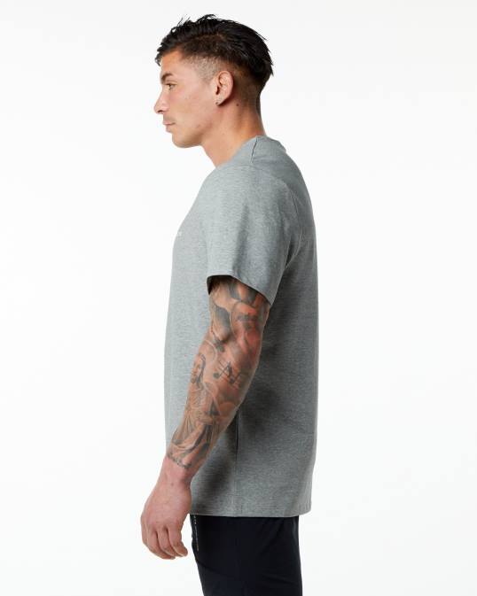 camiseta clásica hombres Alphalete 08R8553 ropa cuero gris