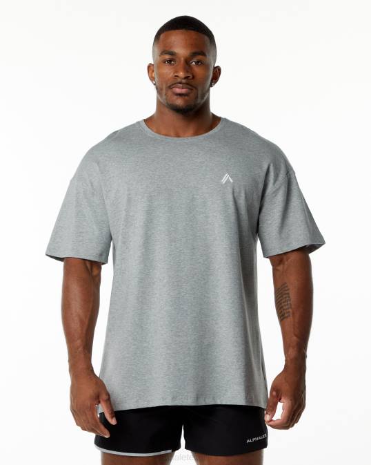 camiseta con emblema hombres Alphalete 08R8550 ropa cuero gris