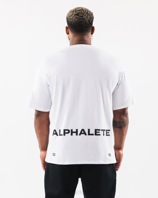 camiseta con escudo cepillado hombres Alphalete 08R8533 ropa blanco