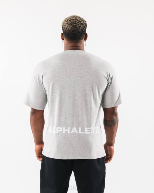 camiseta con escudo cepillado hombres Alphalete 08R8534 ropa cuero gris