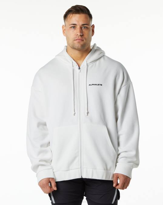 chaqueta clásica con cierre completo hombres Alphalete 08R8641 ropa blanco