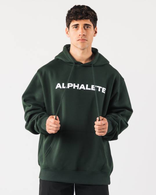 sudadera con capucha central hombres Alphalete 08R8627 ropa verde perenne