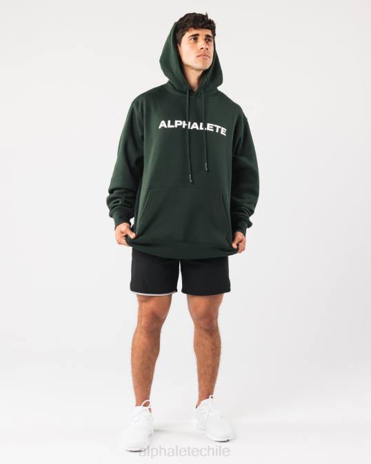 sudadera con capucha central hombres Alphalete 08R8627 ropa verde perenne