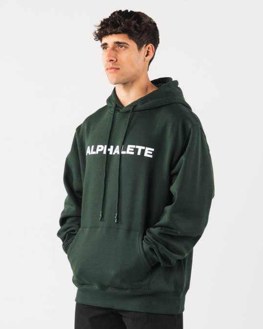 sudadera con capucha central hombres Alphalete 08R8627 ropa verde perenne