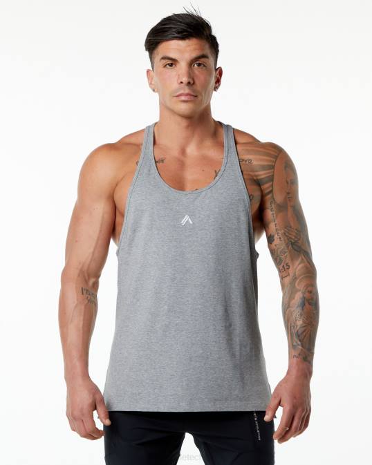 larguero del emblema hombres Alphalete 08R8601 ropa cuero gris