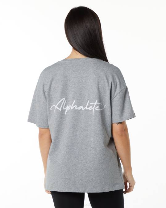 camiseta extragrande distintiva mujer Alphalete 08R8234 ropa cuero gris