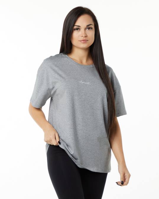 camiseta extragrande distintiva mujer Alphalete 08R8234 ropa cuero gris