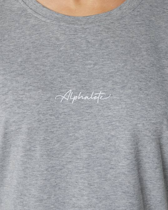 camiseta extragrande distintiva mujer Alphalete 08R8234 ropa cuero gris