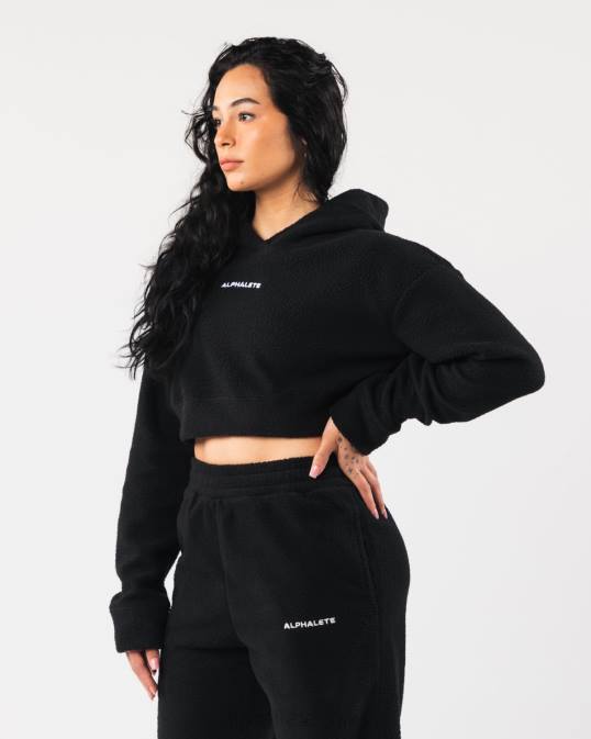 sudadera con capucha king crop mujer Alphalete 08R8277 ropa negro