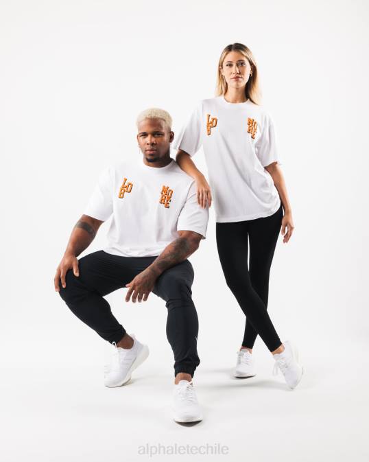 Ldb más camiseta con letras unisexo Alphalete 08R8227 ropa blanco